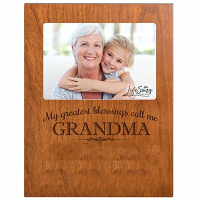 LifeSong Milestones Personalized Gift for Grandma Picture Frame with Children's Names and Kid’s Birth Date Special Dates My Greatest Blessings Call me Grandma Holds 4x6 Photo (Cherry)