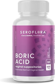 Seroflora Boric Acid 600mg Feminine Capsules, Feminine pH Support, Intimate Freshness for Women, Fast-Dissolving Capsules 60 Count
