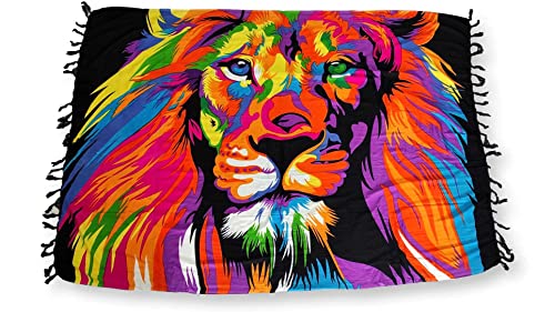 Canga de Praia Poliéster Estampa Leão Colorido - Estampa4 - U