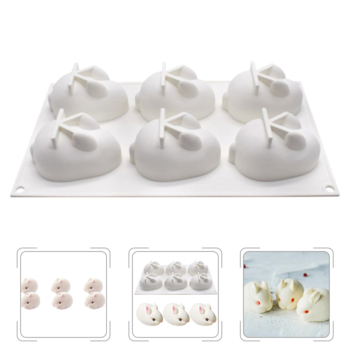 TOPBATHY 2 Pezzi Di Silicone A Forma Di Coniglietto Per La Cottura Di Dolci Pasquali Gelatina Budino Ghiaccio Facili Da Usare E Da Pulire