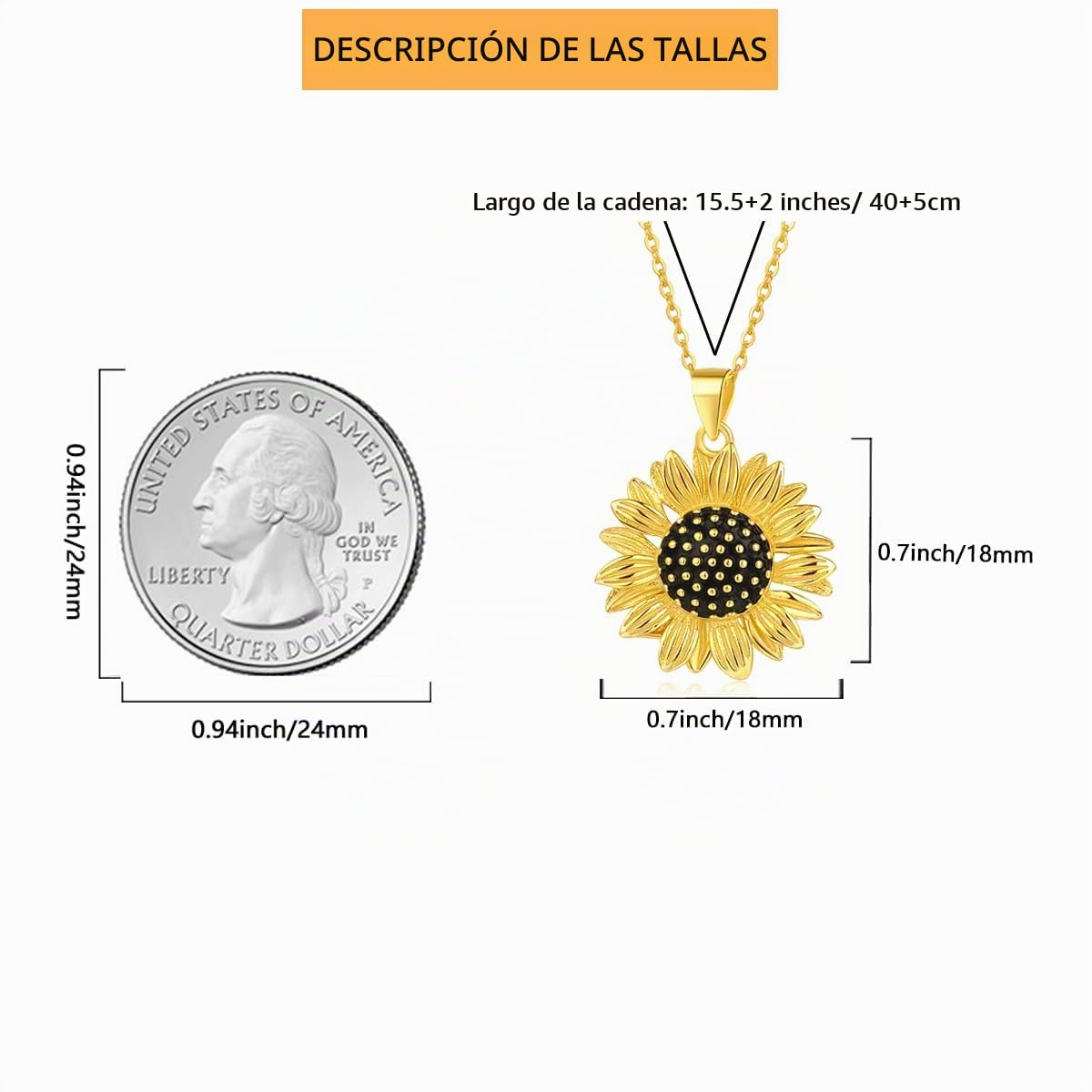 LINSTER Collar de Girasol para Mujer Plata de ley 925 Collar con Colgante de Girasol Chapado en oro Regalos de Joyería de Cumpleaños y Navidad para Mujeres y Niñas