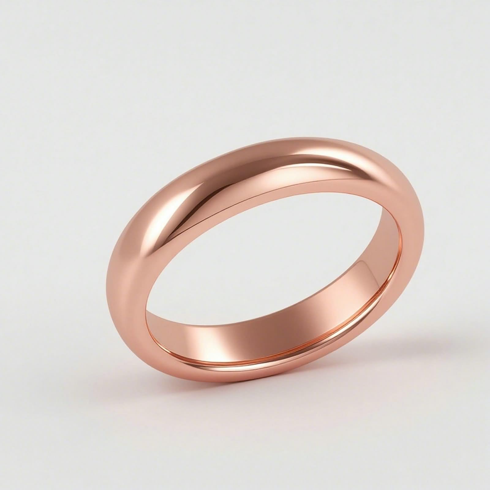 Anello da donna, anello di fidanzamento, da donna, sottile, lucido, 18 carati, oro rosa, misura 18 (18,5)