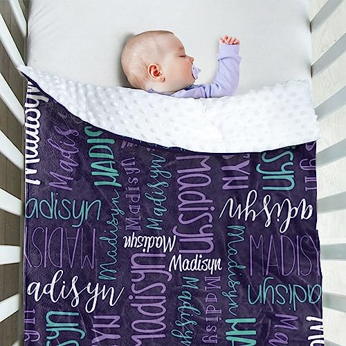 Image of Custom Baby Blanket - Personalized Names Design - Soft Plush Blanket with Double Layer Dotted Backing for Boys Girls Color03(47x60 inches)