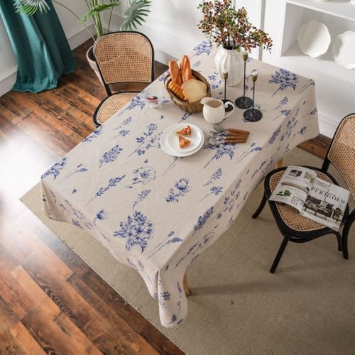 Nappe en lin de coton bleu 140x180 cm pour table basse de salon - 3