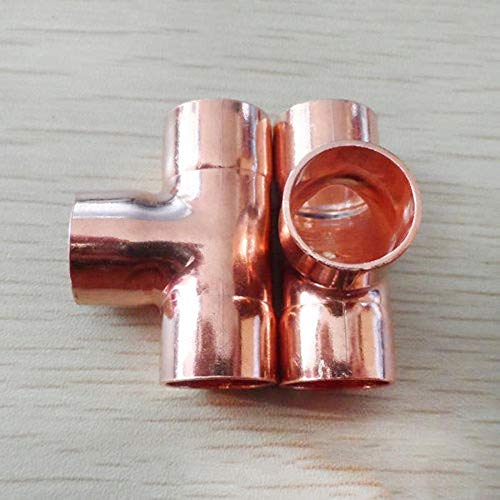 15mm Inner Dia x1.2mm Thickness Copper Equal Tee Socket Weld End Feed Coupler Plumbing Fitting Water Gas Oil