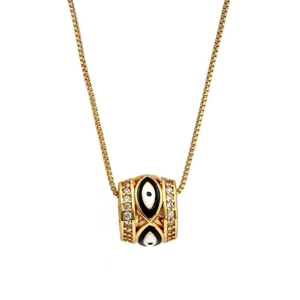 Collar con colgante de ojo malvado colorido de la suerte turca con aceite de goteo relleno de oro de 14 quilates para hombres y mujeres delicado