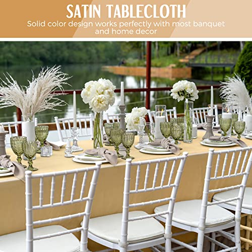 8 Packs Satin Tablecloth 102 X 58 Inches Rectangle Table Cover Silk Smooth Fabric Champagne Party Table Cloth For Rectangle Table Parties, Holiday Dinner Wedding Banquet Decoration (Champagne) #TOP4