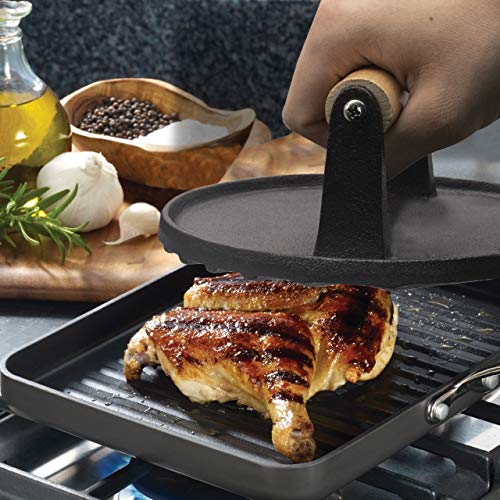 EAZY2HD Griddle Accessories Kit - 7 inch Cast Iron Burger Bacon Press with 10 Inch Heavy Duty Basting Cover Cheese Melting Dome for Flat Top Griddle Grill Cooking Indoor/Outdoor