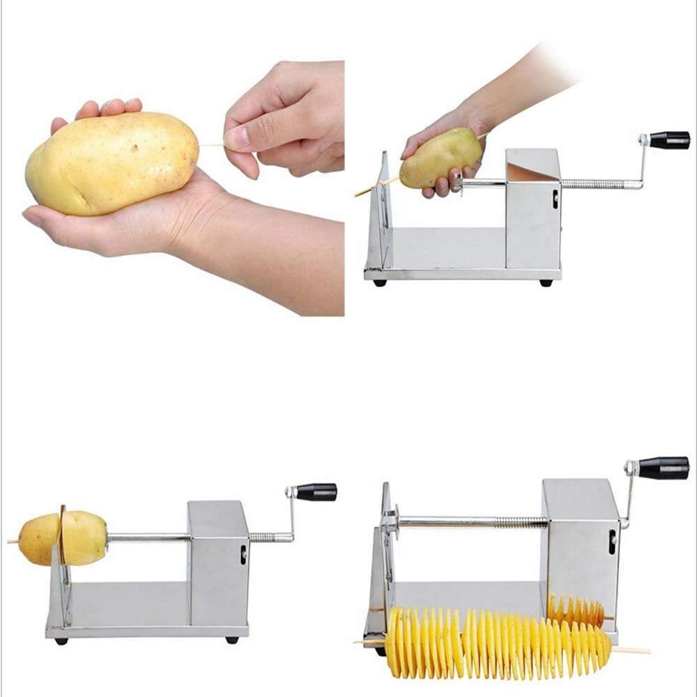 Manueller Kartoffel-Gemüsehobel Aus Edelstahl, Spiralschneider, Pommes Frites Für Die Küche, Chips-Maschine, Kochutensilien, Zerkleinerer Für Kartoffelchips