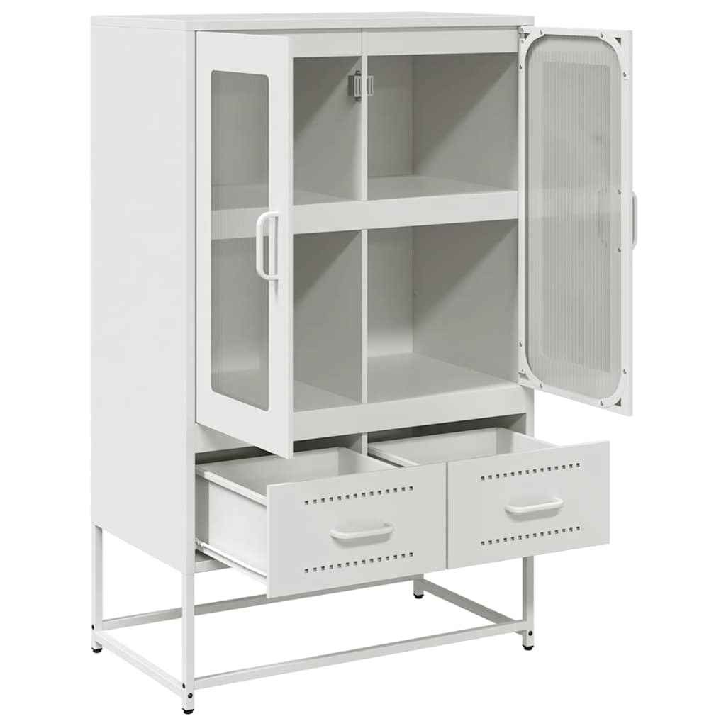 Credenza Bianca 68x39x111,5 cm Acciaio con 4 Scomparti