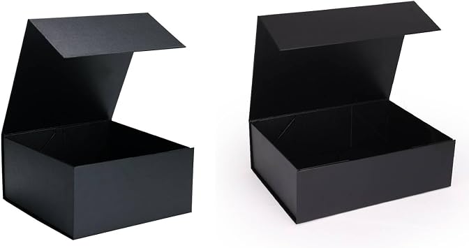 1 Pack 8x8x4 and 1 Pack 11x8x3.5 Black Gift Boxes with Magnetic Closure Lids, Gift Wrap Box for Christmas, Bridesmaid Groomsmen Proposal, Birthdays, Valentines Day