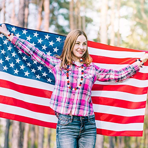 Lucleag 240Pcs Independence Day Craft Wooden Bead, Red Blue White Round Star Shaped Wooden Beads Diy Crafts Kits, Patriotic Wood Beads Ornaments With Hemp Rope For 4Th Of July Memorial Day Decoration #TOP2