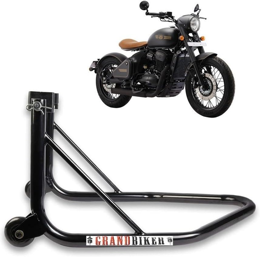 Image of Grandbiker Rear Universal Wheel Paddock Stand Extra Strong with Swing Arm Rest for Jawa Perak (Black)
