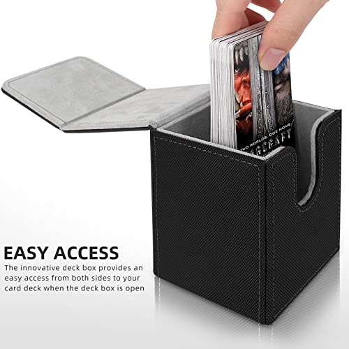 Image of Mlikero 4 Pack Card Deck Box, Commander Deck Box Holds 400+ Single Sleeved Cards with 4 Dividers, Leather Magnetic Card Box Fit for MTG, TCG
