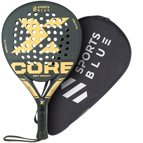 Thunder Paddle SportsBlue Carbon surface Padel Racket - Pro-Series Tennis Racket - All Pala Padel Racquets |Black Gold (with Cover) 1)