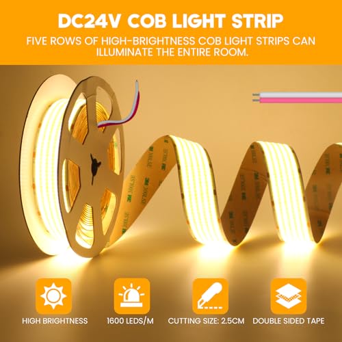 Tira LED flexible 24V COB 1600 LEDs/m 4M blanca miniatura 2