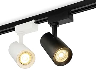 スポットライト 60W相当 電球交換タイプ GU10口金 ダクトレール用スポットライト 配線ダクトレール用 ライティングレール用 LEDスポットライト レールライト 間接照明 天井照明 角度自由調節 (ホワイト, 器具本体のみ)
