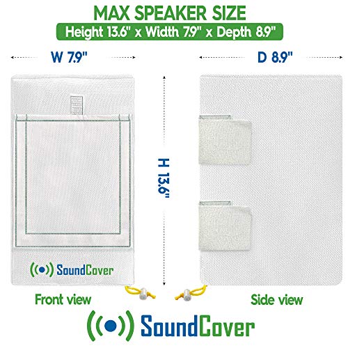 Image of Two White Waterproof 600D Outdoor Speaker Covers for C-Bracket Mounted Speakers - Fits Yamaha NS-AW294, Polk Atrium 6, Bose 251 (Max Dimensions: H 13.6 inch x W 7.9 inch x D 8.9 inch)