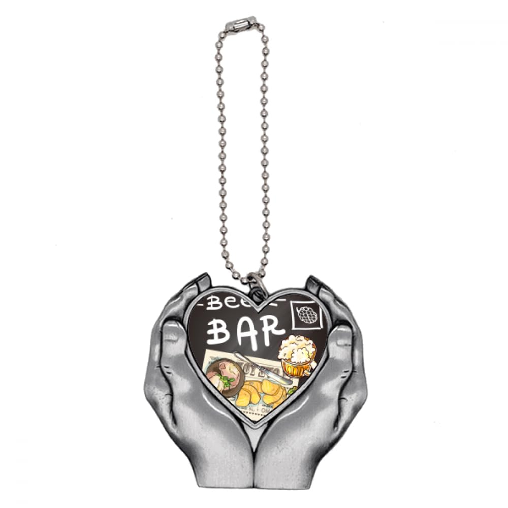 Porte-clés cœur et pendentif cœur argenté pour sac à main femme