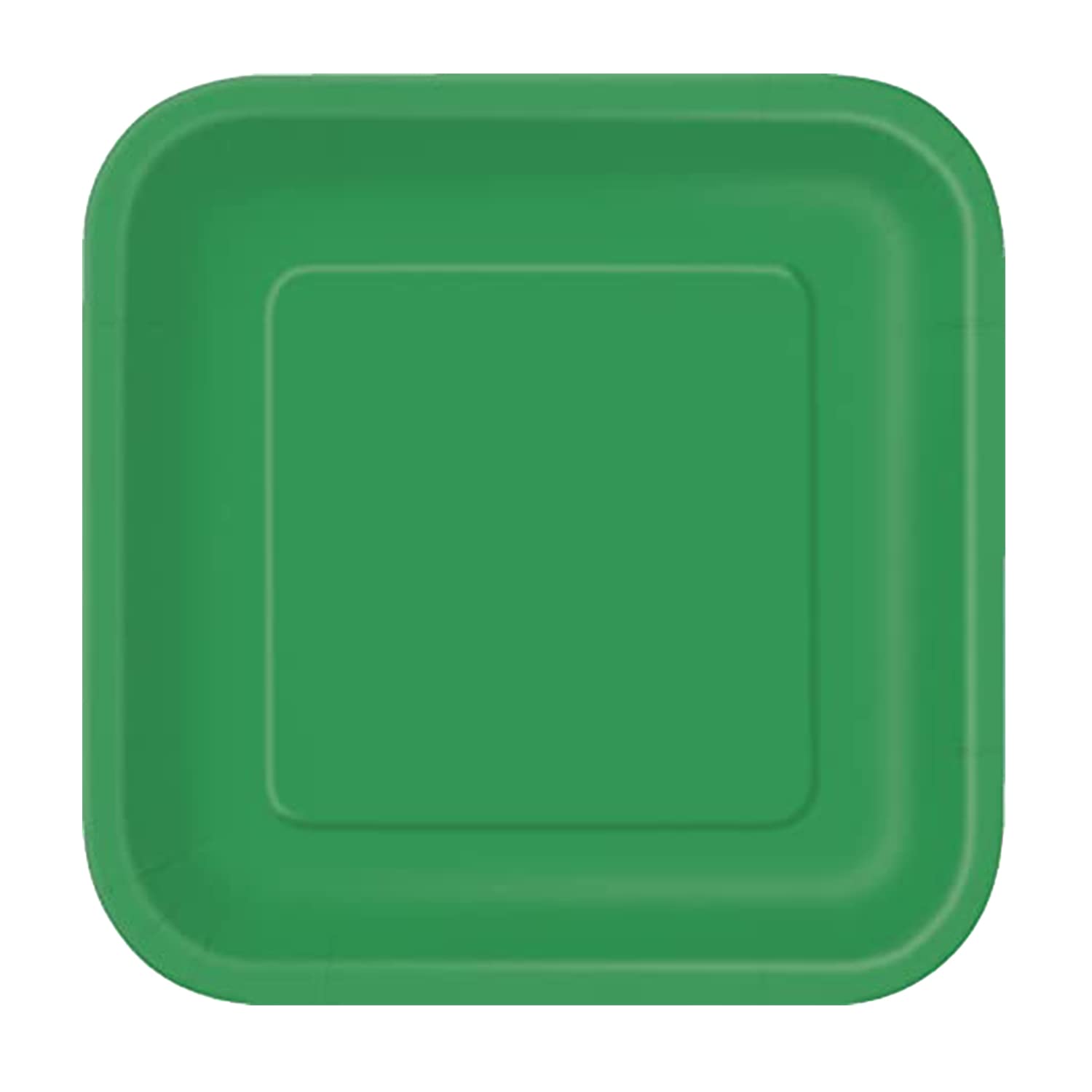Trimming Shop 9" Heavy Duty Square Emerald Green Disposable Dessert Plates 23cm - Colour Themed Paper Tableware for BBQs, Weddings, Anniversary, Birthday, Multipurpose Occasions (14 Pack) — image 1