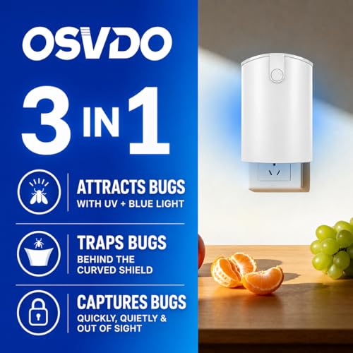 Image of OSVDO Blue UV Light Flying Insect Trap, Plug-in Bug Catcher with 4 Sticky Refills for 100+ Days, Fly Catcher for Flies, Fruit Flies, Gnats, Moths, Silent for Home