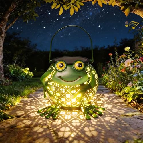 Mantunt Solar Lanterns Outdoor Solar Lights Outdoor Garden Decor Waterproof Outdoor Hanging Lantern Solar Garden Lights Frog for Outside Patio Yard Lawn Porch Backyard Decoration