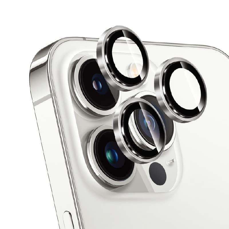 Image of Skinomi Camera Lens Protector Compatible with iPhone 13 pro max [Anti-Scratch] Premium Tempered Glass Film Aluminum Alloy Lens Ring Cover, silver