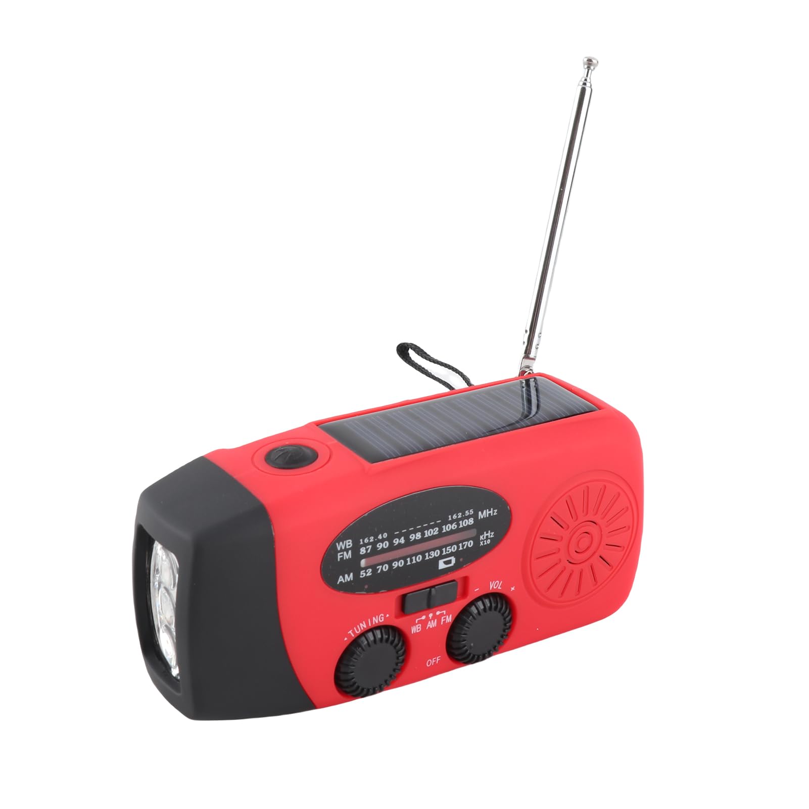 Radio solaire d'urgence FM/AM/NOAA avec lampe de poche 3 LED et batterie externe 1000 mAh