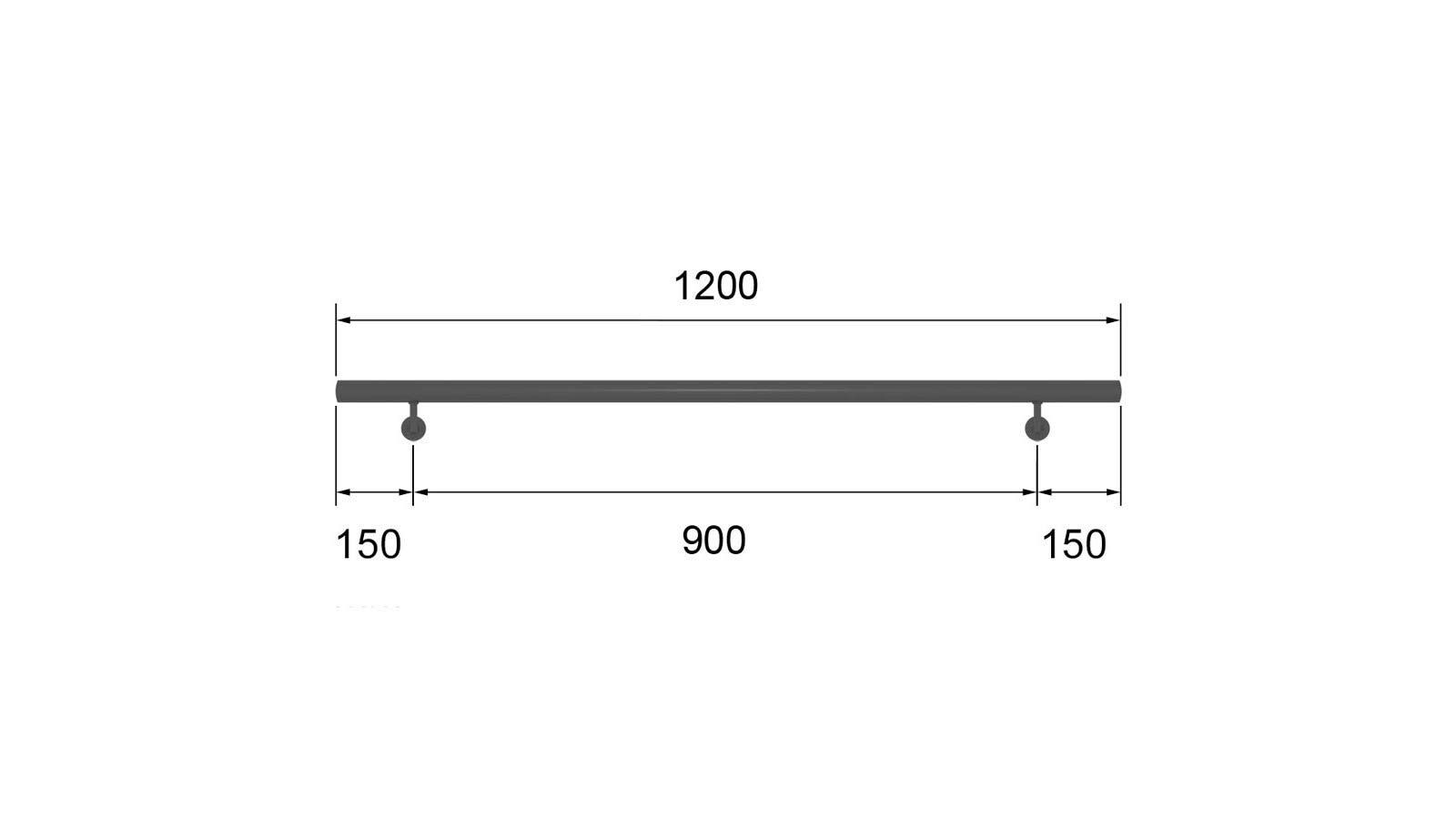HUERO Edelstahl Handlauf | 1,2 m Länge | V2A | Handlaufträger diagonal