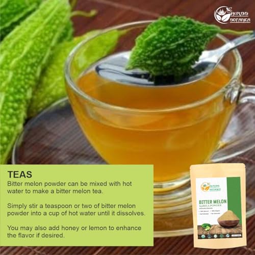 Herbs Botanica Bitter Melon Powder| Karela Powder | Momordica Charantia 100% Organic Non GMO | Gluten Free | Promotes Healthy Lifestyle 5.3 oz / 150 GMS