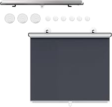 Black Roller Shade with Suction Cups No Drill Retractable Roller Window Blinds for Bathroom, Shower, Balcony, Home, Office Wide13/15/17/19/21/23/25/27/29/31in(19X24IN)