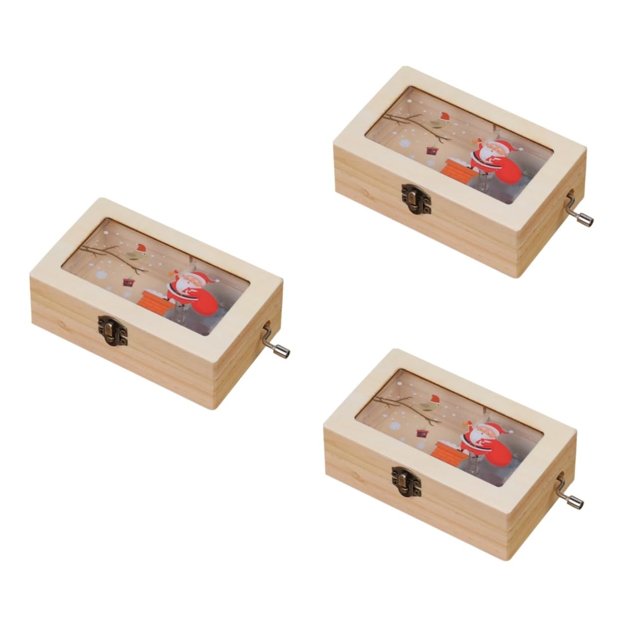 Zerodeko Caja De 3 Piezas Caja de Musica Caja de Musica Decoraciones de Fiesta de música Cajas con Tapas Christmas Decorations Adornos navideños decoración navideña de Escritorio Madera