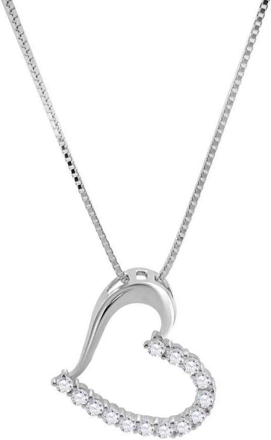 MauliJewels Engagement Necklace for Women 0.56 Carat Natural Round Blue/Black/White Diamond Heart Shape Pendant 4 Prong-Setting 10K Rose, White & Yellow Gold