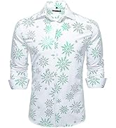 Barry.Wang Mens Christmas Shirt Xmas Holiday Party Dress Shirts Long Sleeve Snow Print Christmas ...