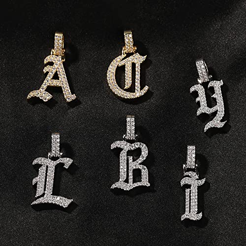 Custom Old English Name Necklace Personalized Iced Out Pendant Chain Custom Script Initial Nameplate Necklaces Hip Hop Jewelry Diamond Chain Pendant Necklace for Men Women2