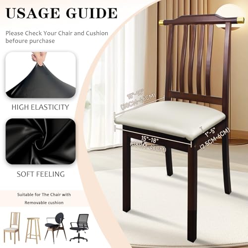 Image of Pu Leather Dining Chair Seat Covers Set of 6, Waterproof Kitchen Chair Covers Stretch Chair Cover for Kitchen /Dining Room /Hotel, Tasteless seat Covers for Chairs (White - 6 PCS)