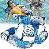 Pnedeodm Premium Inflatable Pool Chair & Pool Floats for Adults - Foldable Lilo Pool Inflatables with Mesh Support, Water Hammock Lounge for Beach, Lake, Tanning Pool & Summer Outdoor Toys (F)