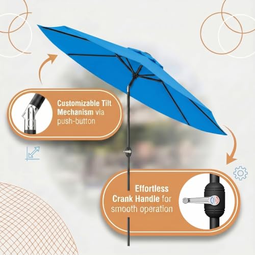 Image of Greesum 9FT Outdoor Patio Umbrella, Table Umbrella for Yard, Market, Heavy-Duty Waterproof Pool Umbrella with 8 Sturdy Ribs, UV Protection for Beach, Deck, Garden, Backyard