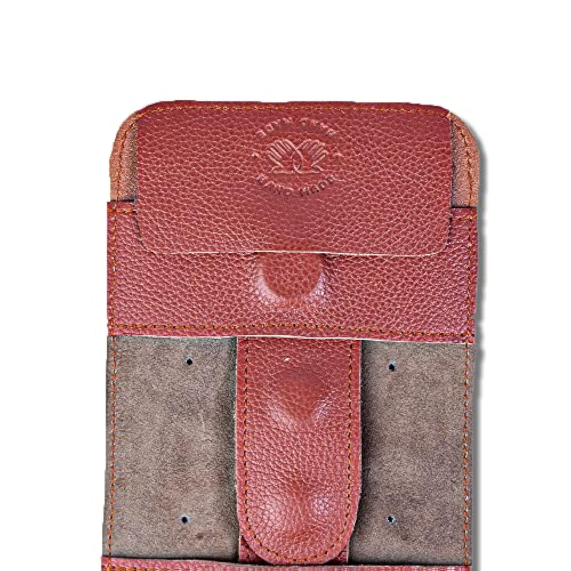 Leather Magnetic Phone Pouch, Tan Color