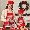 SEPGLITTER 2Pcs Christmas Adults Kids Matching Aprons with Chef Hat Set, Adjustable Family Kitchen Apron with Pockets Xmas Parent and Child Matching Gift for Cooking Baking Painting #4