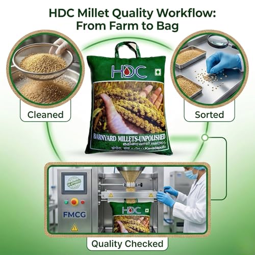 Image of HDC Siridhanya Unpolished Barnyard Millet | Gluten free | whole grain | Plant based Protein | Net Wt 4700 g | Sourced from Andhra Pradesh, India