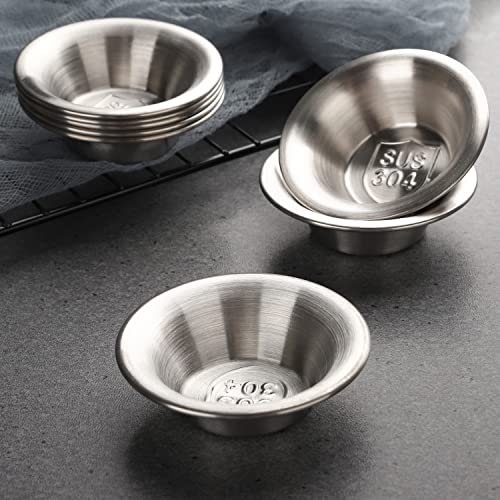 Chwaika Sauce Cups Stainless Steel Round Condiments Ramekins Grade Dipping Sauce Kitchen Set (Horn Shape) #TOP2