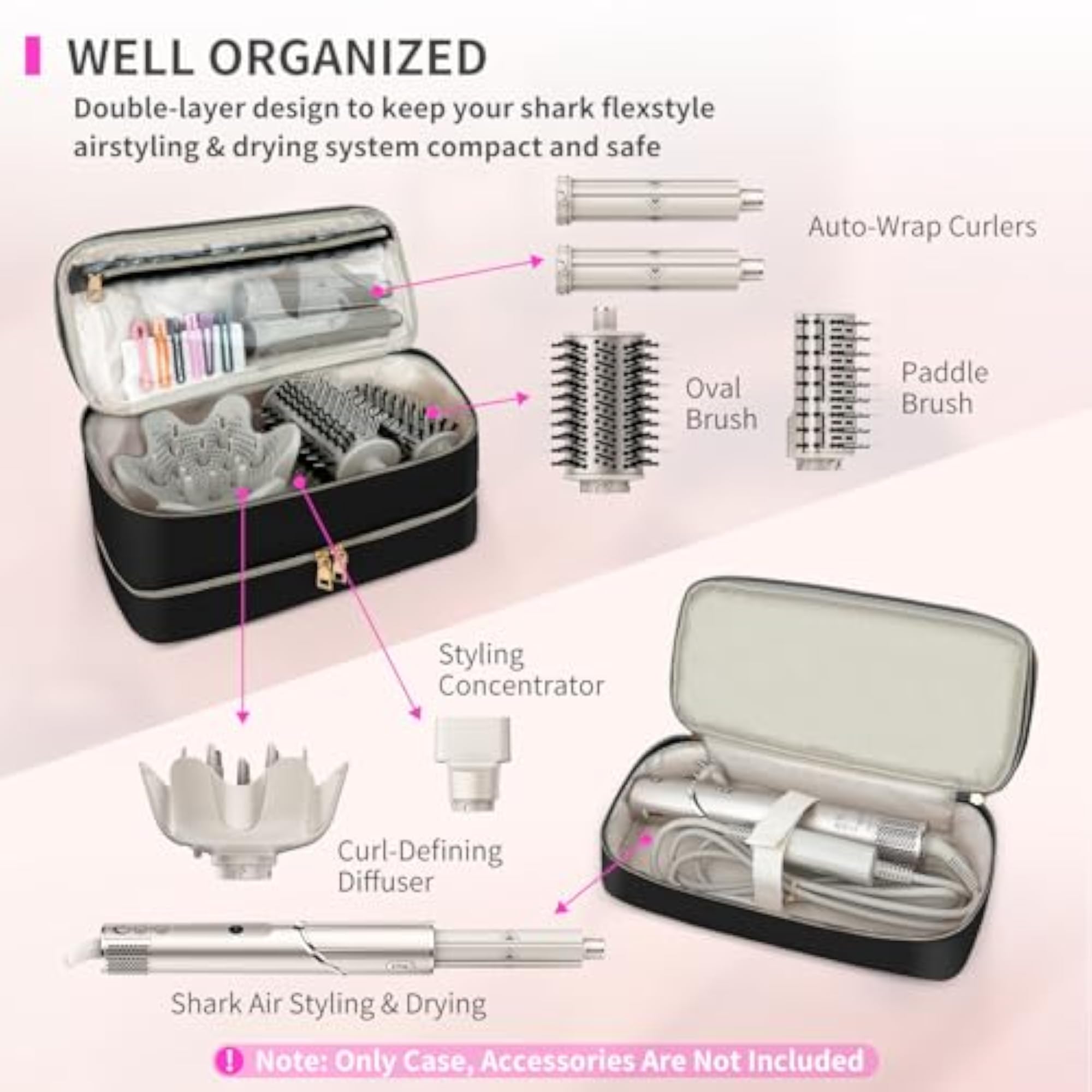 Double-Layer Water Resistant Travel Case for Hair Dryer