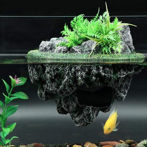Image of AQUA KT Turtle Floating Rock Tortoise Dock Basking Island Platform for Aquarium Pond Terrarium Habitat Decoration