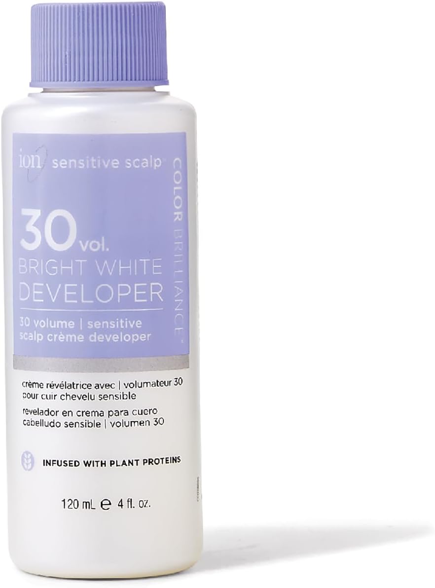 Bright White Sensitive Scalp Developer 30 Volume, Vegan, Cruelty-Free, Paraben-Free, Infused with Plant Proteins, Argan Oil, Aloe Vera, Coconut Oil, 4 Ounce