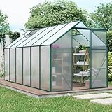This robust greenhouse consists of strong 4mm clear polycarbonate panels that allows enough sun to pass through but will protect plants from the weather, and is therefore both UV-resistant and thermally insulated. It thus ensures a high temperature a...