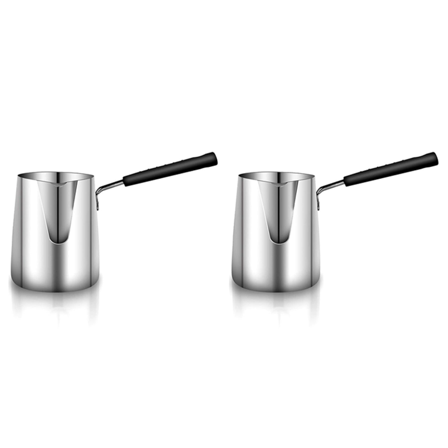 Hndhbfgrt 2X Stainless Steel Butter and Coffee Warmer,Turkish Coffee Pot,Mini Butter Melting Pot and Milk Pot with Spout -(600Ml)