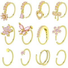 Gold Plated Pink Nose Rings