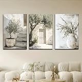 AQCQDQ 3PCS Canvas Poster - Retro Art Olive Tree 
