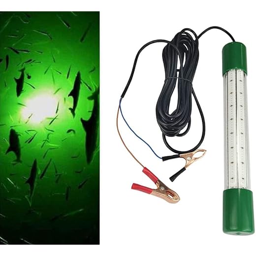 TIMMRAIN Green,Underwater Fishing Light,flounder gigging Hydro LED Lure Bait Finder Submersible 12v Night Fish Attracting Waterproof Tarpon Trout Redfish Bass Crappie Shad Squid Ice Led Fishing Light